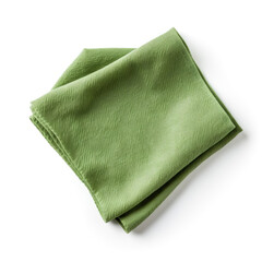 Green napkin on a white background