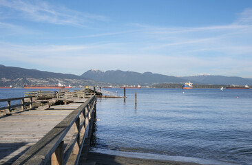 Jericho Pier at Jericho Beach under construction in Vancouver, British Columbia, Canada