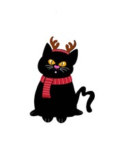 Winter Cat with antler