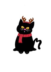 Winter Cat with antler