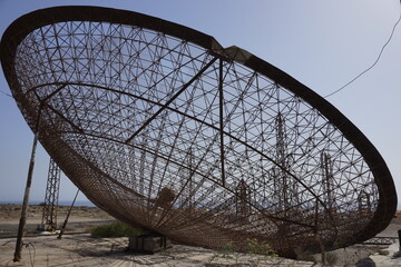 Old large satellite dish near El Medano, Tenerife, Canary Islands, Spain. Lost Place