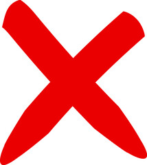 Fototapeta premium Red cross sign icon. Wrong mark stock icon. Red cross X symbol. Grunge X icon.