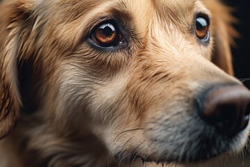 A close-up view of a dog's face showcasing its beautiful brown eyes. Perfect for animal lovers and pet-related projects