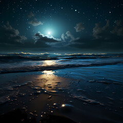 soft waves gently illuminated by moonlight