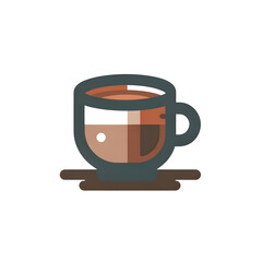 Stylish Cup with Layered Latte Effect Illustration - Tea or Coffee Concept with Saucer Shadow, Beverage Blend Side View for Refreshment & Balance Themes