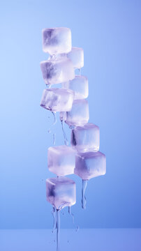 an image of several blocks of ice on a blue background