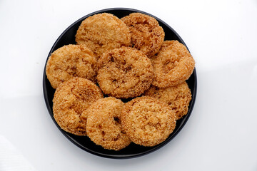 Anarsa which is an authentic sweet snack especially made in the festive season like Diwali in Maharashtra, it is also made in Marathi cultured adhik maas, selective focus.