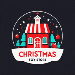 Christmas toy store logo design. Generative AI