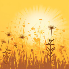 silhouette of a sunny meadow