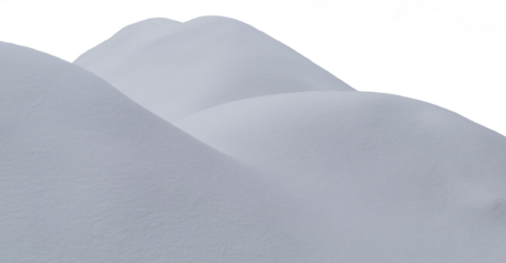 View of a thick snowdrift on a transparent background