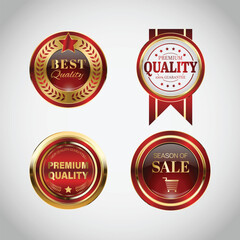 Fototapeta na wymiar Luxury golden red sale badges and labels. Retro vintage sale circle badge design