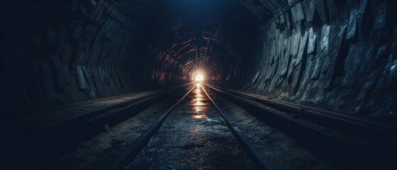 Dimly lit tunnel, its eerie ambiance.