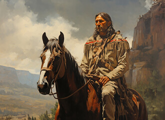 Krieger zu Pferd - das Leben der nordamerikanischen Indianer - obrazy, fototapety, plakaty