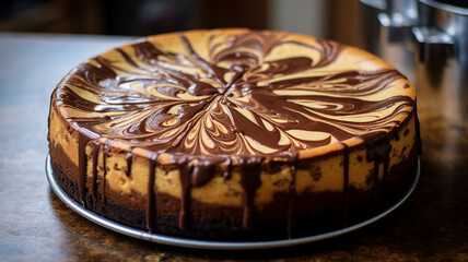 Freshly Baked Chocolate Swirl Cheesecake