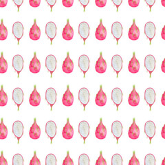 pattern with exotic fruits hand drawn in watercolor, seamless pattern with summer motifs, print for fabric, paper, banners