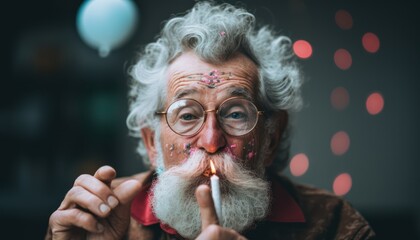 The Wise and Weathered Gentleman Puffing on a Cigarette
