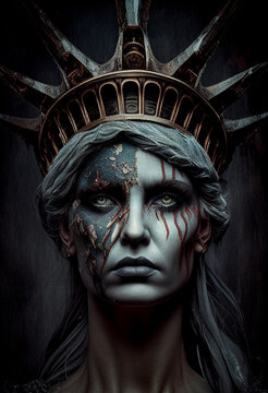 Statue of Liberty in a dark style. AI Generated