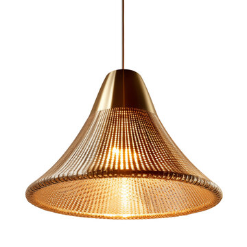 Golden Ceiling pendant Lamp, shining with light isolated on transparent background PNG