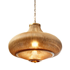 Obraz premium Golden Ceiling pendant Lamp, shining with light isolated on transparent background PNG