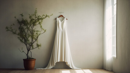 Astonishing Minimalist Wedding Dress. AI Generated