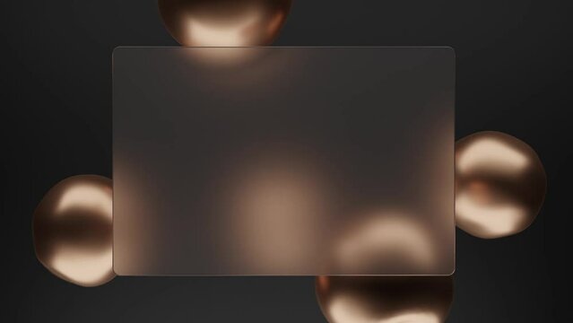 Glass morphism horizontal table and bouncing gold balls animated background