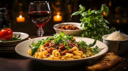 Italian Pasta and Wine Delight