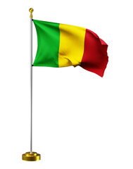 mali flag wave on transparent or PNG background. digital illustration for national activity or social media content.