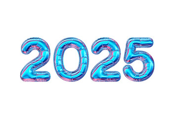2025 shiny trendy gradient balloons isolated on white background. Colorful banner for seasonal holidays flyers, greetings and invitations, New Year themed congratulations and cards. 3d illustration.
