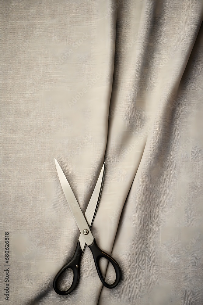 Poster a pair of scissors sitting on top of a cloth generative ai