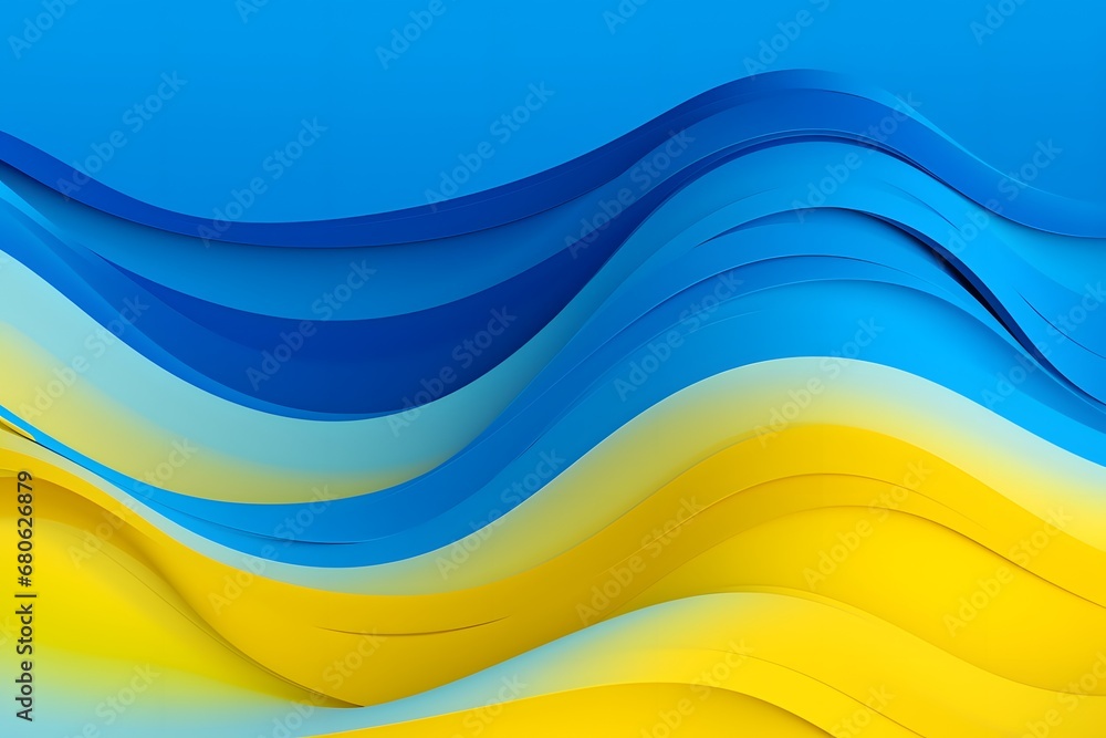 Poster a blue and yellow abstract background with waves generative ai