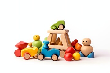 Obraz premium a group of wooden toys sitting next to each other Generative AI