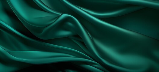Fototapeta premium a close up of a green satin fabric Generative AI