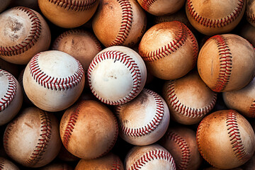 A pile of baseballs. Generative Ai