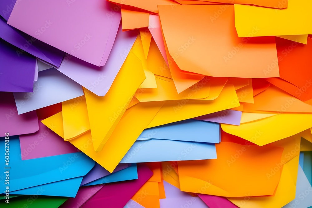 Poster a pile of colorful papers sitting on top of each other generative ai
