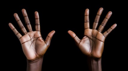 a close up of a person's hands on a black background Generative AI