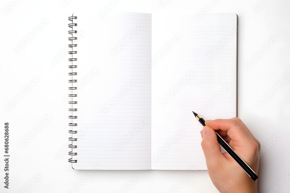 Aufkleber a person writing in a notebook with a pencil generative ai