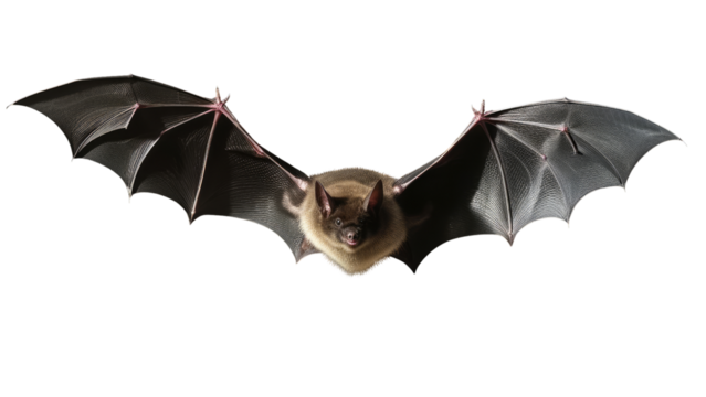 Bat in flight. Wing flap on Isolated transparent background, PNG file
