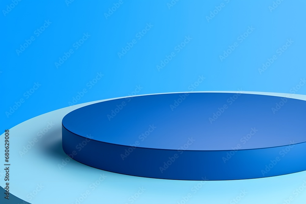 Poster a blue circular object on a blue background generative ai