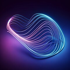 Minimalist Purple and Blue Neon Wave in Square Format