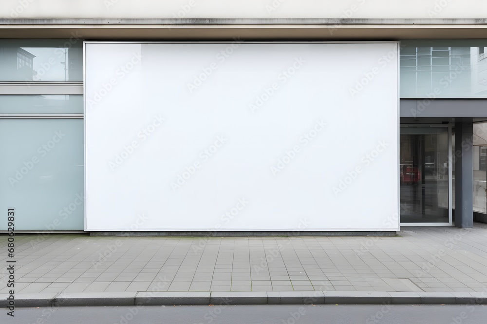 Poster a white billboard on the side of a building generative ai