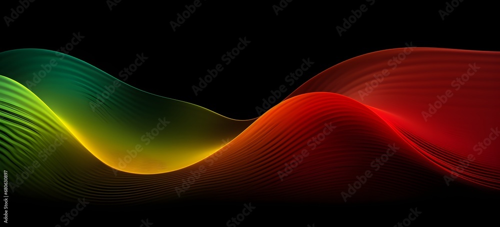 Aufkleber a wave of colored lines on a black background generative ai