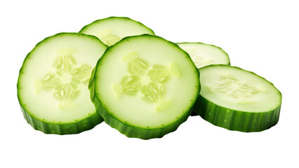 Fresh slice cucumber isolated on transparent background
