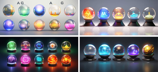 sphere glass light ball crystal magical globe shiny transparent white round background  