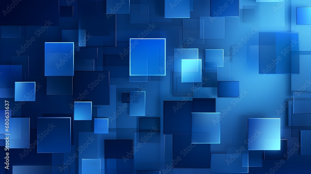 Poster a blue abstract background with squares and rectangles generative ai