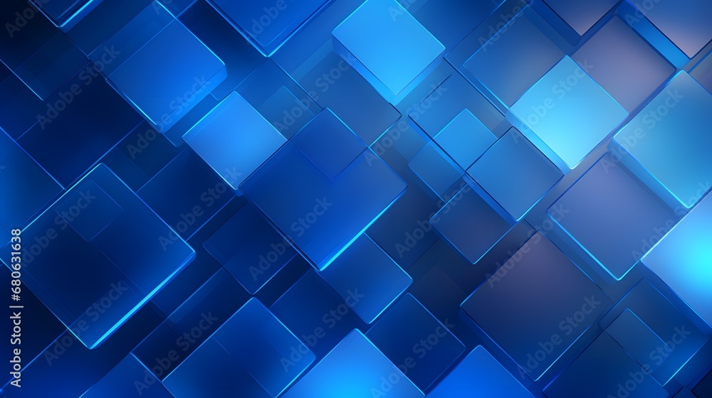 Poster a blue abstract background with squares and rectangles generative ai