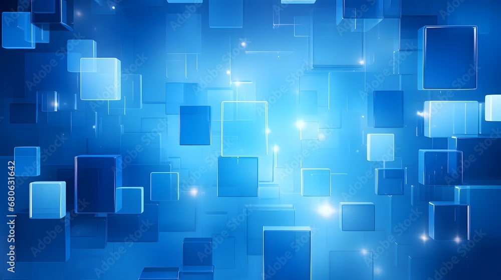 Poster a blue abstract background with squares and rectangles generative ai