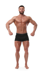 Fototapeta na wymiar Young bodybuilder with muscular body on white background