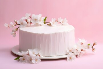 a white cake sitting on top of a white plate Generative AI