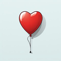 Red heart-shaped balloon on a blue background