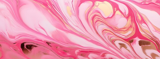a close up of a painting of pink and gold Generative AI